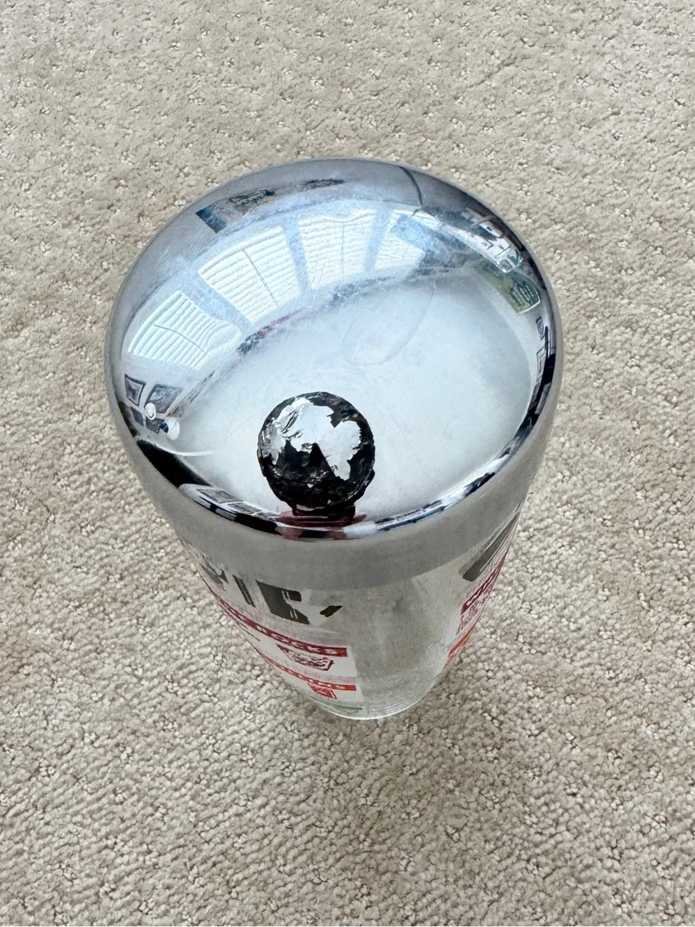 Vintage Glass Cocktail Shaker with Recipes Mid Century Modern Barware Chrome Lid